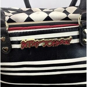 Betsey Johnson Black And White Checkered Handbag Satchel Women